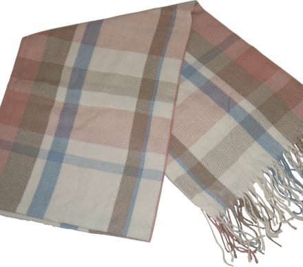 Hidzo Sjaal - 175cm_68cm - Katoen - Multicolor - Wit/Bruin/Rood/Blauw