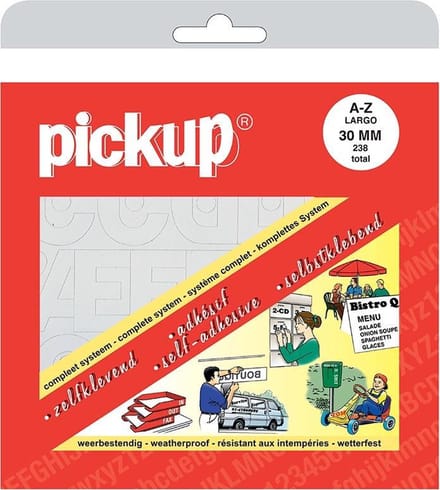 Pickup plakletters boekje Largo wit - 30 mm