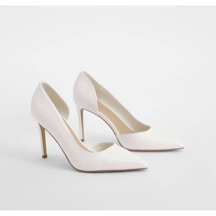boohoo Dames Patent Uitgesneden Basic Middenhoge Court | Wit | Maat: 41