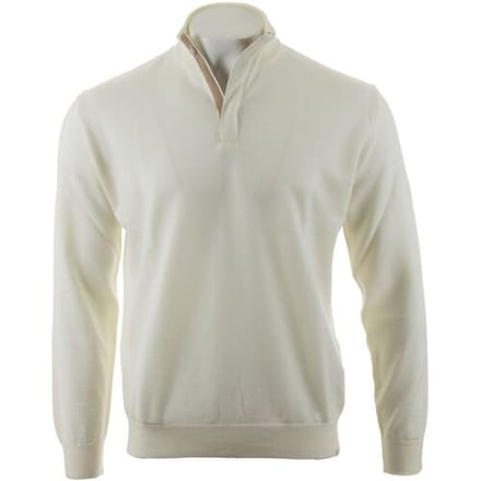 Paul & Shark Trui Summer Wool Half Zip Alcantara Details Snow White / male