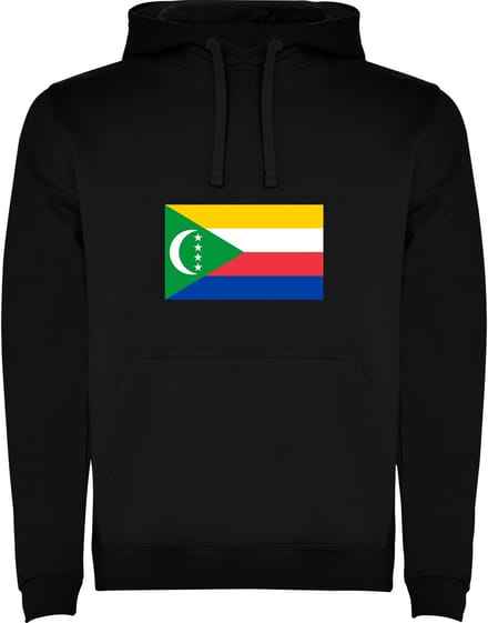 Zwarte Hoodie met Wereldse vlag land Comoren Full Color Maat L