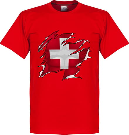 Zwitserland Ripped Flag T-Shirt - Rood - M