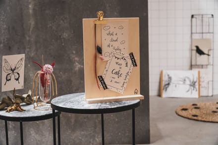 Houten Memobord met gouden klem L