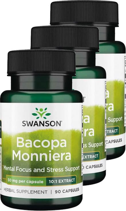 Swanson | Bacopa Monniera 50mg | 90 Capsules | 3 stuks | 3 x 90 Capsules