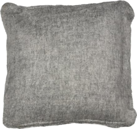 Kussen wol look rafel grijs/wit 45x45cm