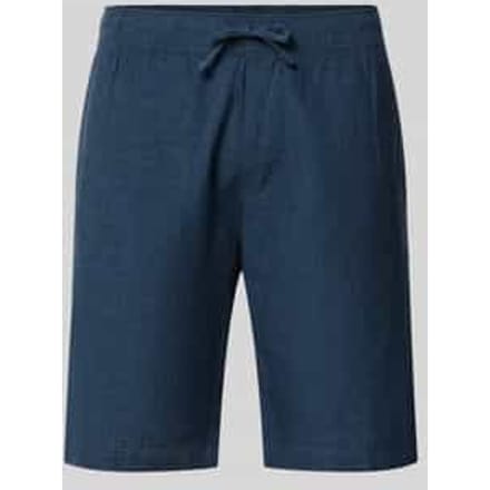 Short van mix van katoen en linnen met elastische tailleband