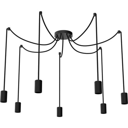 SEGULA hanglamp Spyder 7 Wave, zwart, 7-lamps