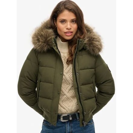 Superdry Everest Hooded Bomber Jas Khaki Grootte: 38