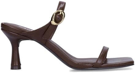 Sacha - Dames - Bruine leren sandalen met hak - Maat 41