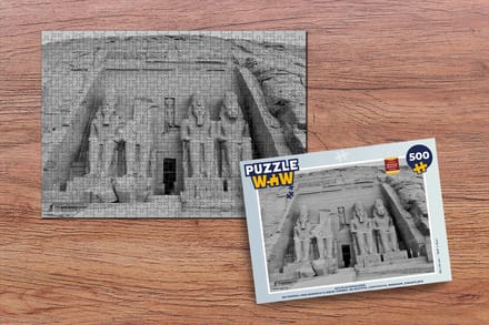 Puzzel Tempel van Aboe Simbel in Nubia Aswan Egypte in zwart-wit - Legpuzzel - Puzzel 500 stukjes