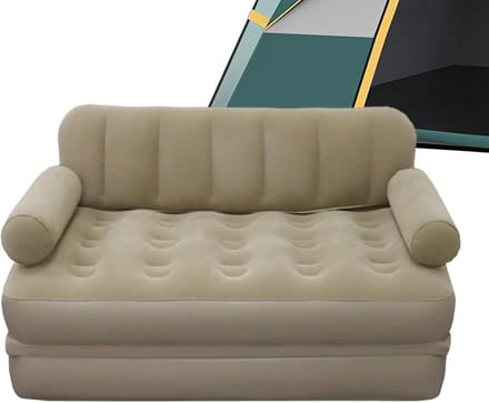 Opblaasbare Sofa - Luchtbed Bank - Outdoor Ontspanning - Ingebouwde Pomp - 190x150x65cm - Khaki