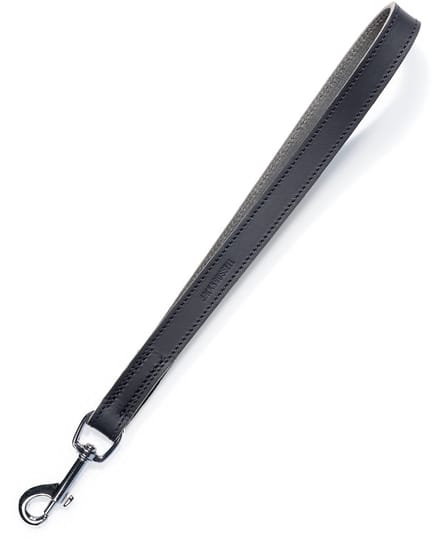 Dailygoods - Korte Hondenriem Pull van Echt Leer - 30 cm Zwart