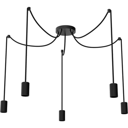 SEGULA hanglamp Spyder 5 Wave, zwart, 5-lamps