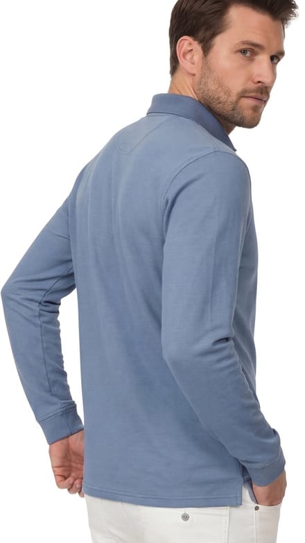CASA MODA comfort fit heren polo lange mouw - blauw dessin