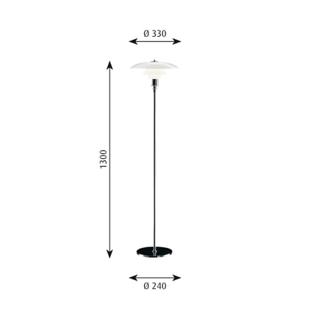 Louis Poulsen - PH 3½-2½ vloerlamp - hoogglansverchroomd - wit