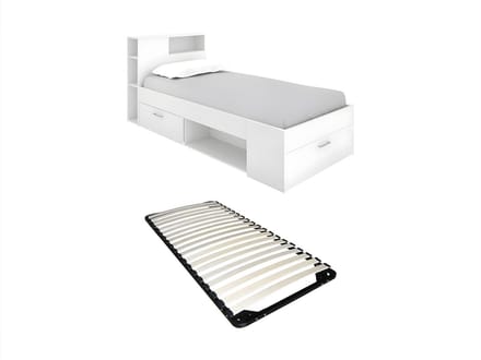 Vente-unique Bedframe hout wit 90 x 190 cm LEANDRE