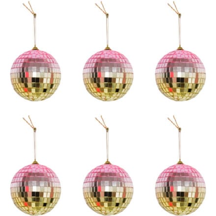 Housevitamin Disco Kerstballen – Set van 6 – Ø6 cm – Spiegel Kerstballen – Kerstdecoratie – Disco Ornamenten – Glamour Kerstversiering