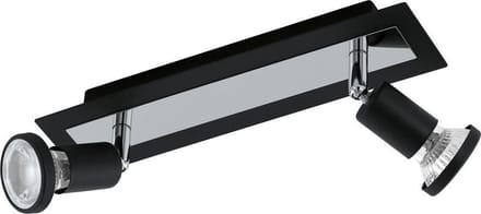 Eglo Opbouwspot Sarria - Zwart/chroom - 10cm - 2xgu10