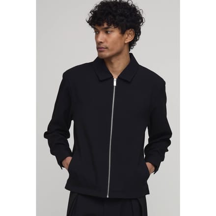 Getailleerd Regular Fit Zip-up Co-ord Overshirt | Black | Size XL
