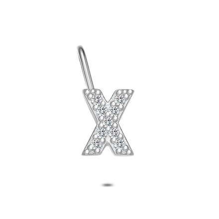 Twice As Nice Hanger in zilver, letter X met steentjes