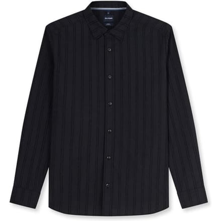 OLYMP Casual Overhemd, Regular Fit, Kent, Zwart
