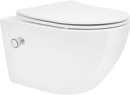 Keramisch wandcloset, 54 cm lang, randloos met bidet & soft-close LuxeBath