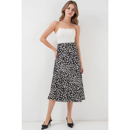 Satin A-Lijn Midi Rok met Elastische Taille