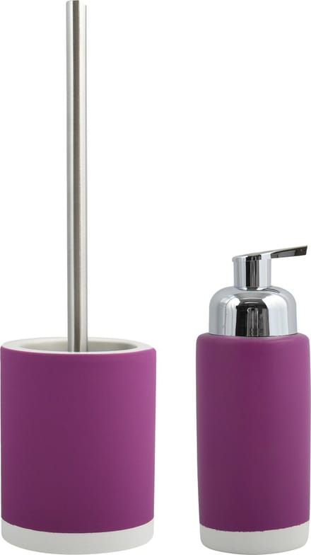 MSV Badkamer accessoires set - paars - zeeppompje en wc/toilet-borstel