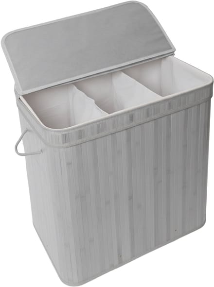 Wasmand - 150 l - 3 vakken - opvouwbaar - bamboe