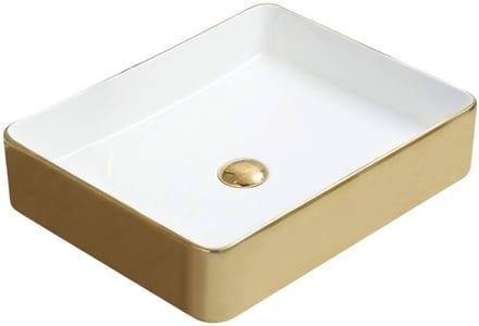 Mexen Estela opbouw wastafel 50 x 40 cm, wit/goud - 22105053