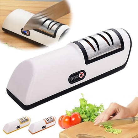 Messenslijper - Elektrische Messenslijper - Doortrekslijper - Knife Sharpener Whetstone - Wit