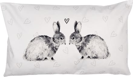 Clayre & Eef Kussenhoes 30x50 cm Wit Polyester Konijnen