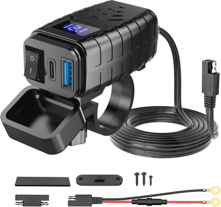 Waterdichte Dual USB Oplader voor Motorfiets en Auto met Type C PD en QC3.0