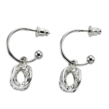 Behave - Oorsteker Cirkelvormig Hangertje met Steentjes - 3 cm