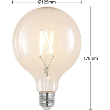 Arcchio LED filament lamp G125 E27, 8 W, 2.700 K, heldere gloeilamp, dimbaar