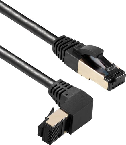 S/FTP CAT8.1 40 Gigabit netwerkkabel haaks naar beneden / recht / zwart - LSZH - 2 meter