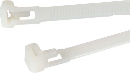 TD47 Hersluitbare Kabelbinders 7.6 x 150 mm Wit - Tie wraps - Tyraps