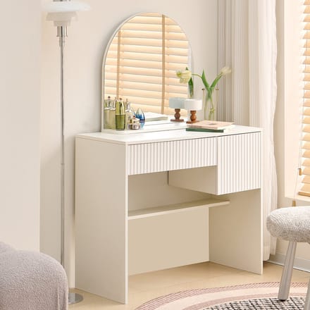 REDOM Kaptafel Met Spiegel En 2 Lades - Modern - Slaapkamer - MDF - Wit
