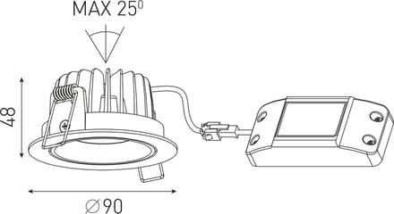 Inbouwspot LED Rond 6.5Watt IP44 Zwart DTW
