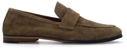 Manfield - Heren - Taupe suéde loafers - Maat 43
