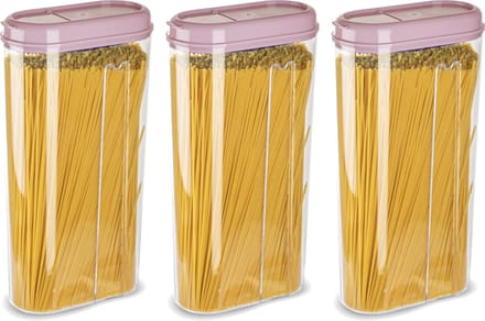 Plasticforte Voedselcontainer strooibus - 3x - lichtroze - 2350 ml - kunststof - voorraadpotten