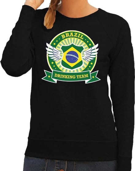 Zwart Brazil drinking team sweater zwart dames - Brazilië kleding M