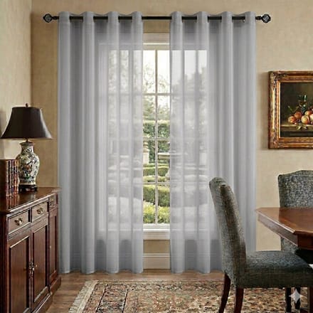 Maison Elara Vitrage Gordijn met Ringen - Transparant - 2 Panel - 140x225 cm - Grijs