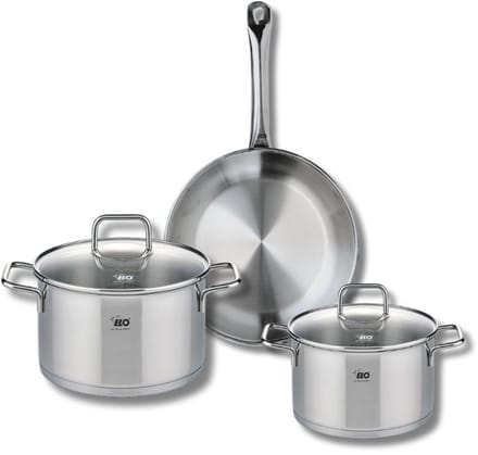 Set van 1 Koekenpan 24 cm en 2 kookpotten 16 en 20 cm Elo Profi Citrin