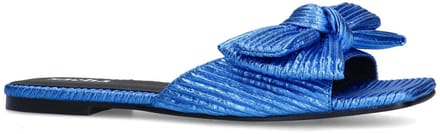 Sacha - Dames - Blauwe slippers met strik - Maat 39