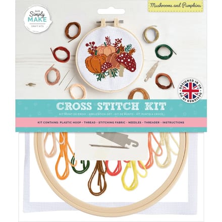 Simply Make Cross Stitch Kit - Mushrooms and Pumpkins