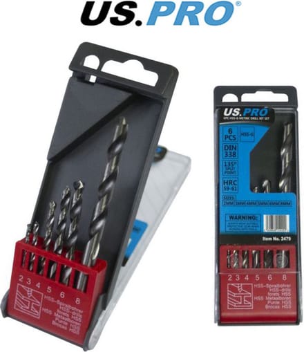 Metaal boren set HSS-G 2 tot 8 mm 6-delig