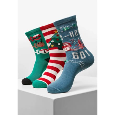 Urban Classics - Ho Ho Ho Christmas 3-Pack Sokken - 43/46 - Multicolours
