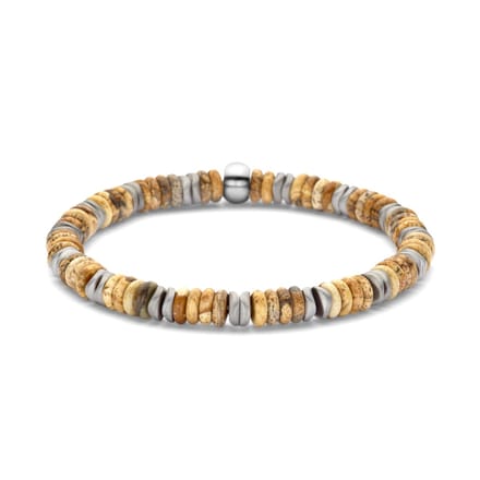 Frank 1967 - 7FB-0769 - kralenarmband heren - picture stone, hematiet - 19 cm