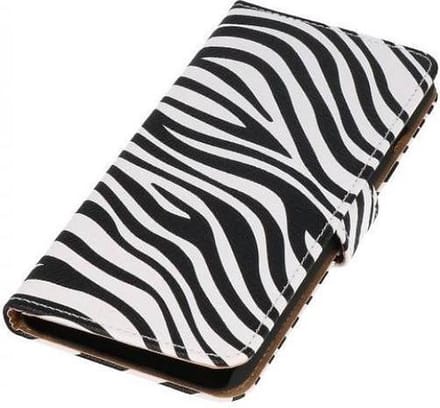 Zebra Bookstyle Wallet Case Hoesjes Geschikt voor Samsung Galaxy Note 3 Neo Wit